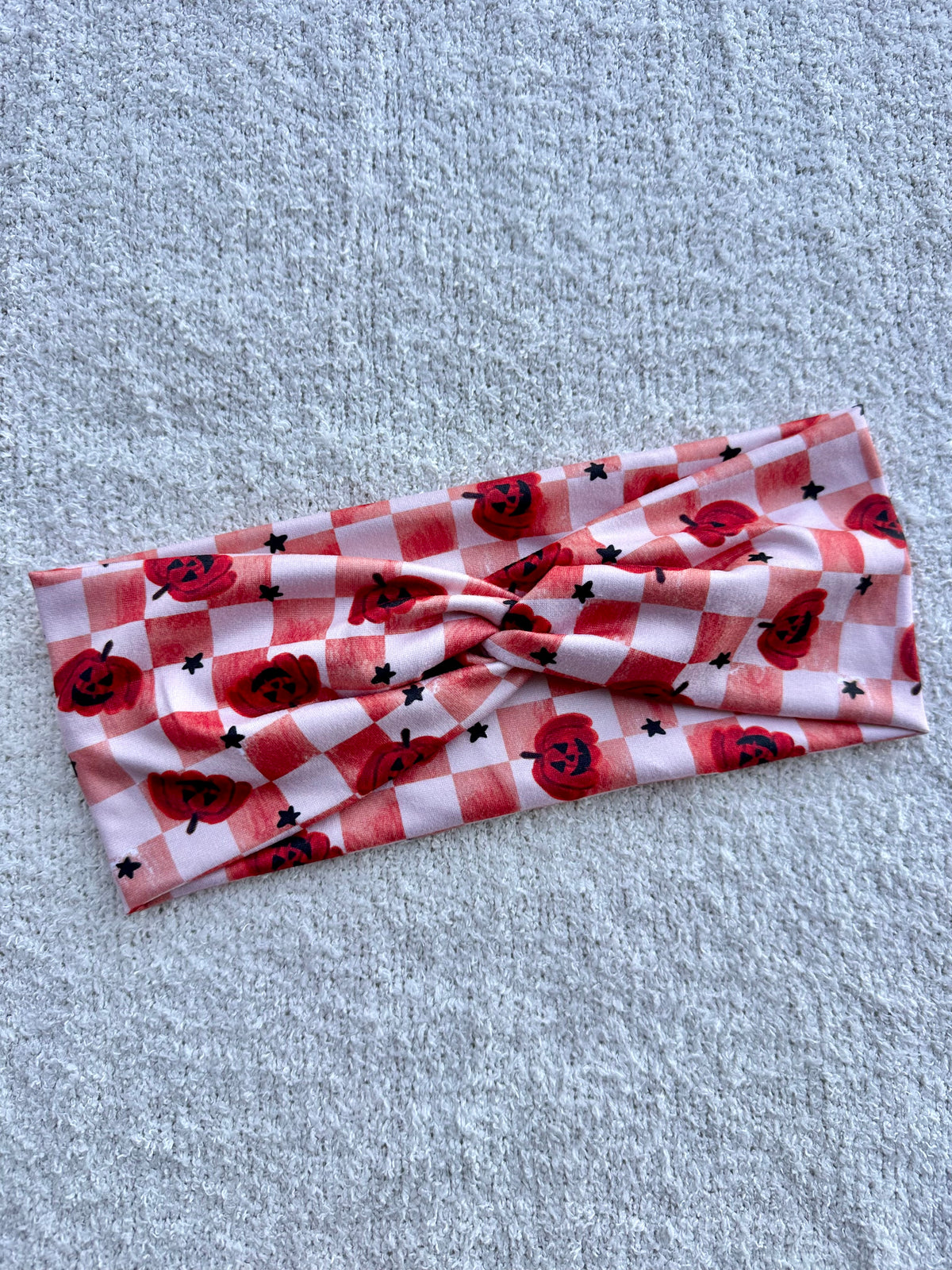 Checkered Pumpkin Headband