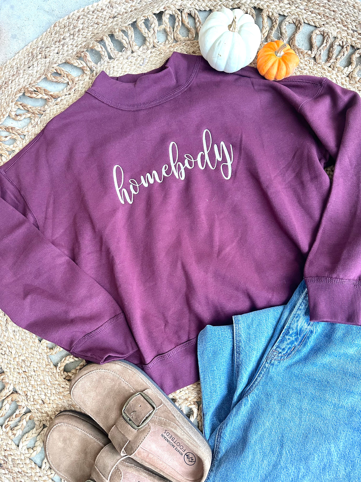 Homebody Embroidered Mockneck