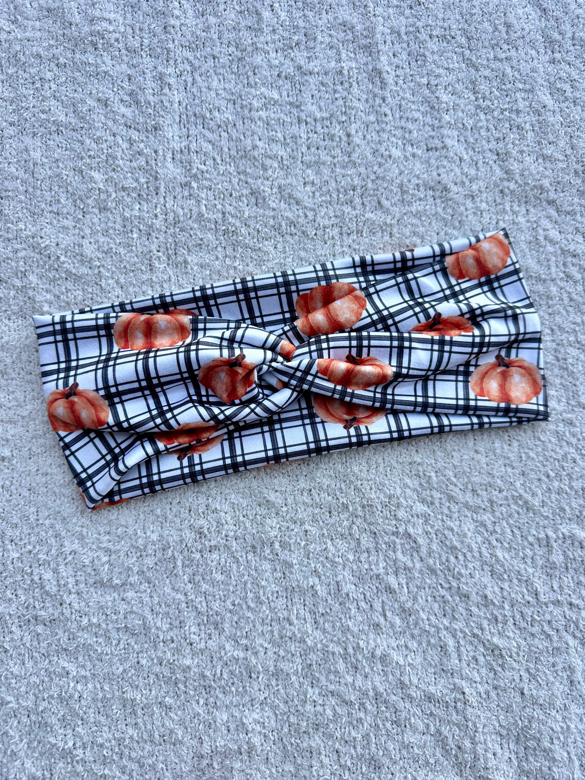 Plaid Pumpkin Headband