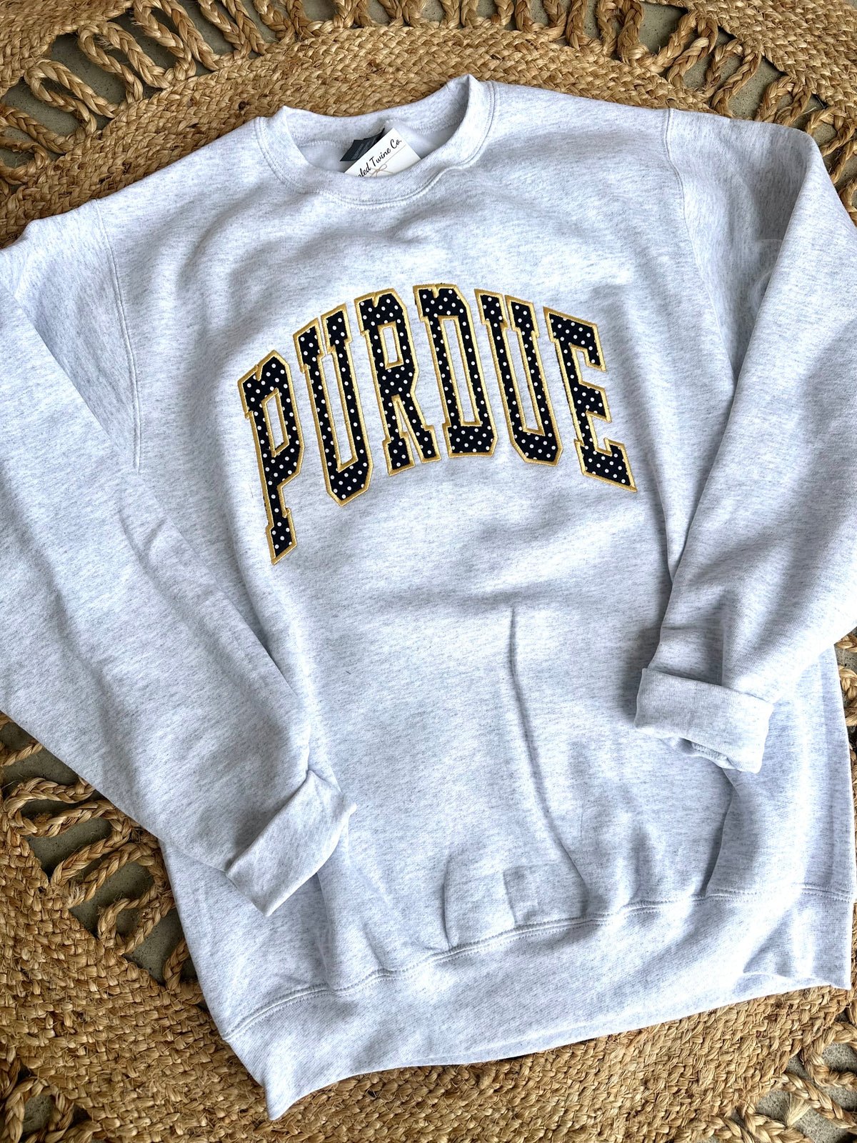 Black & Gold PolkaDot Appliqué Embroidered Sweatshirt