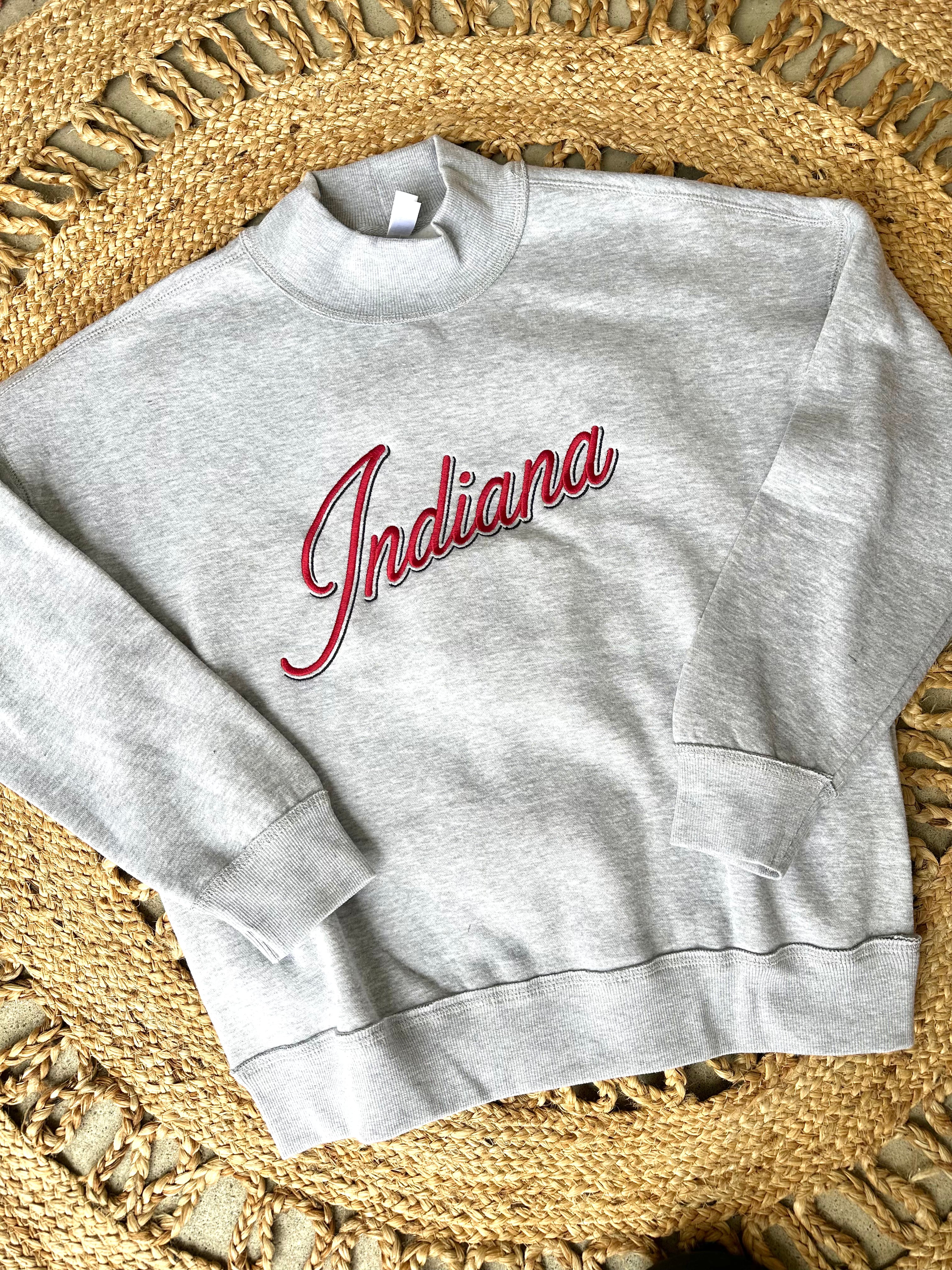 Indiana Script Embroidered Mockneck